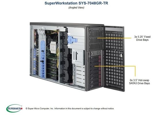 Supermicro SYS-7048GR-TR 4U Tower Server 4GPU With 2.2ghz Xeon CPU And 16GB DDR4 Memory HDD SSD