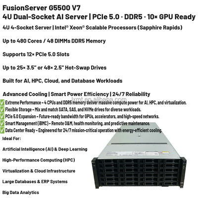 Fusionserver G5500 V7 8 GPU Server Rack Type Xeon Processor Server 4U Dual Socket
